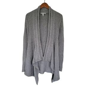 Autumn Cashmere Wool Asymmetric Open Front Cardigan Women M Gray Italian Yarn
